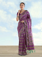 Monjolika Fashion Purple Satin Silk Saree With Patola Work And Elephant Motifs | Grocsy