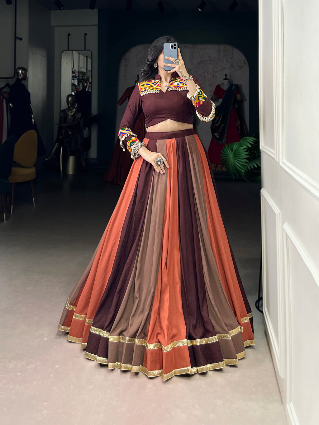 Lorenvalley Fashion Multicolor Pure Rayon Embossed Design Lace Touch Up Lehenga Choli | Grocsy
