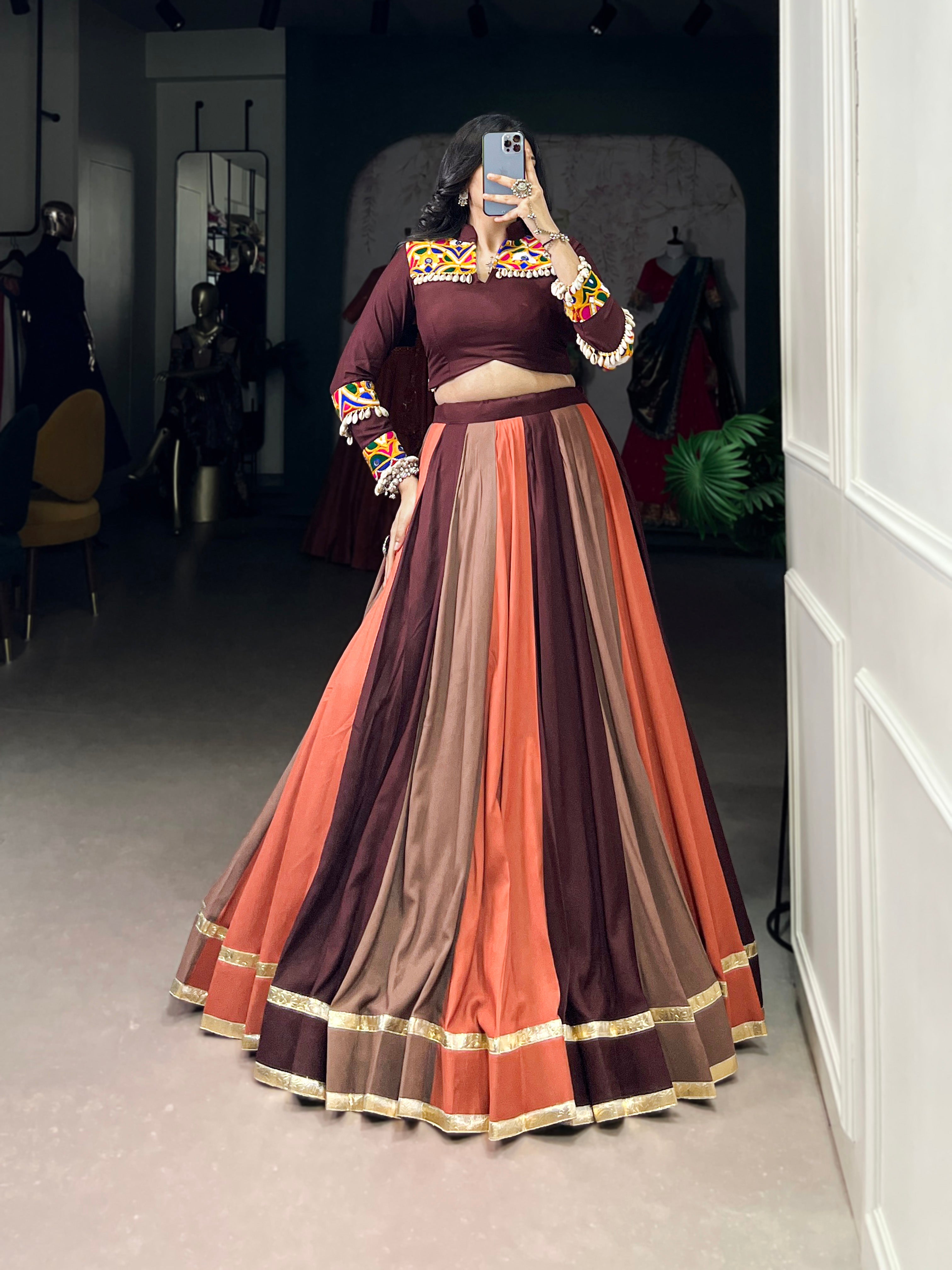 Lorenvalley Fashion Multicolor Pure Rayon Embossed Design Lace Touch Up Lehenga Choli | Grocsy