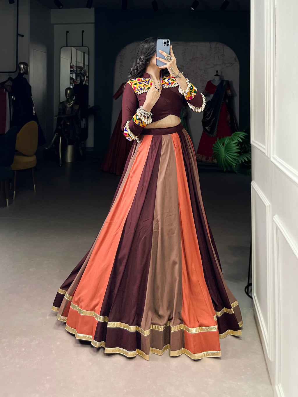 Lorenvalley Fashion Multicolor Pure Rayon Embossed Design Lace Touch Up Lehenga Choli | Grocsy