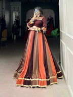 Lorenvalley Fashion Multicolor Pure Rayon Embossed Design Lace Touch Up Lehenga Choli | Grocsy