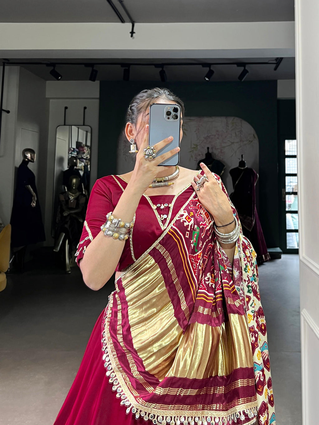Lorenvalley Fashion Maroon Silk Georgette Lace Touch Up Lehenga Choli with Dupatta | Grocsy
