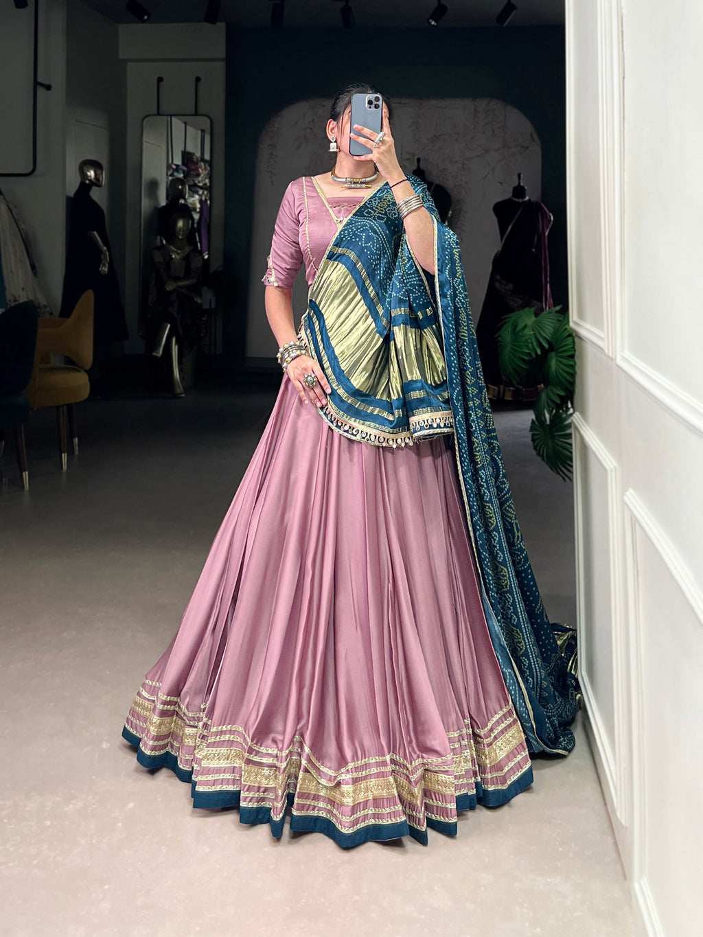 Lorenvalley Fashion Onion Pink Silk Georgette Lace Touch Up Lehenga Choli with Dupatta | Grocsy