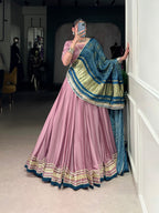 Lorenvalley Fashion Onion Pink Silk Georgette Lace Touch Up Lehenga Choli with Dupatta | Grocsy