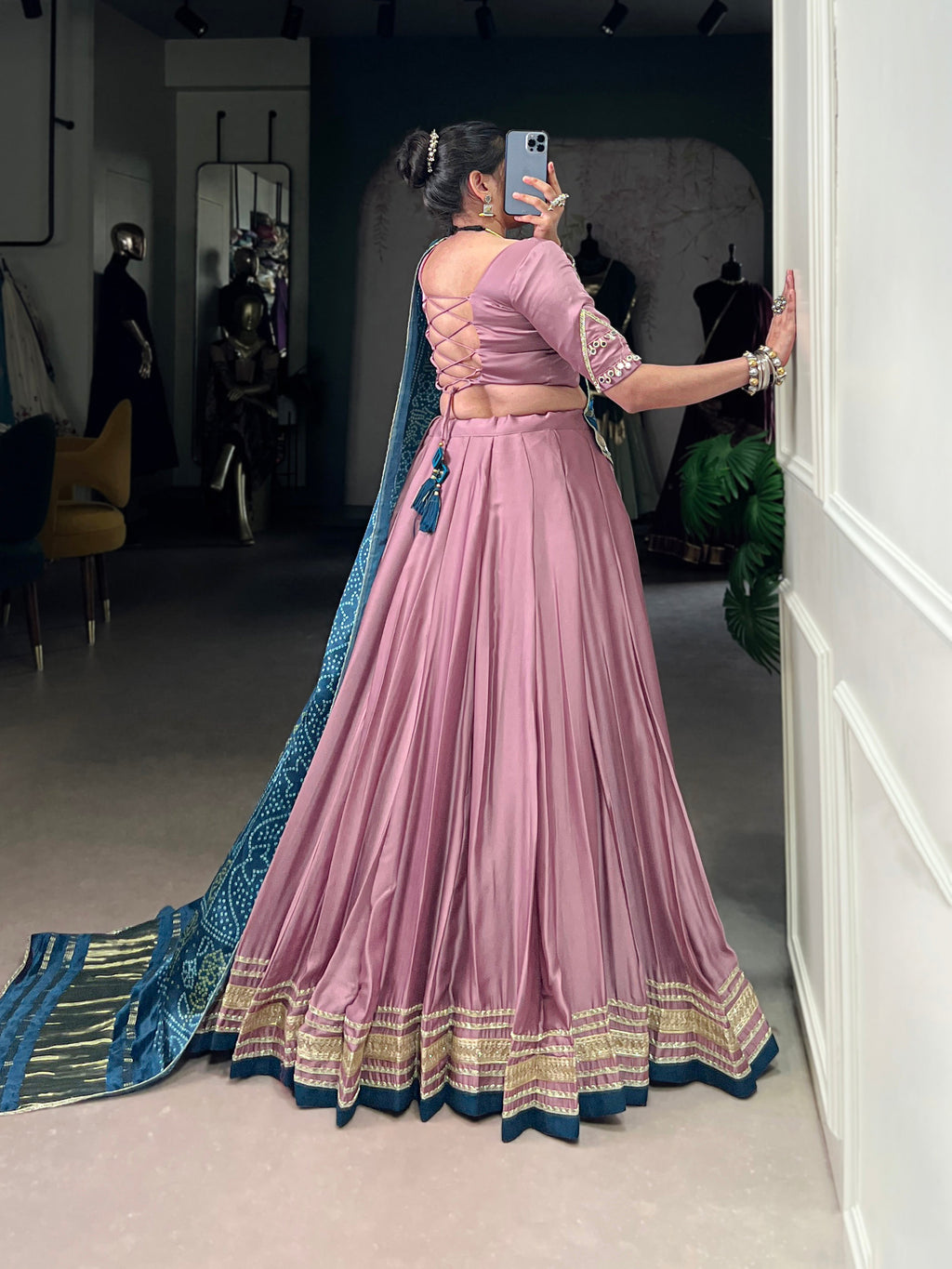 Lorenvalley Fashion Onion Pink Silk Georgette Lace Touch Up Lehenga Choli with Dupatta | Grocsy