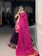 Lorenvalley Fashion Purple Silk Georgette Lace Touch Up Lehenga Choli with Dupatta | Grocsy