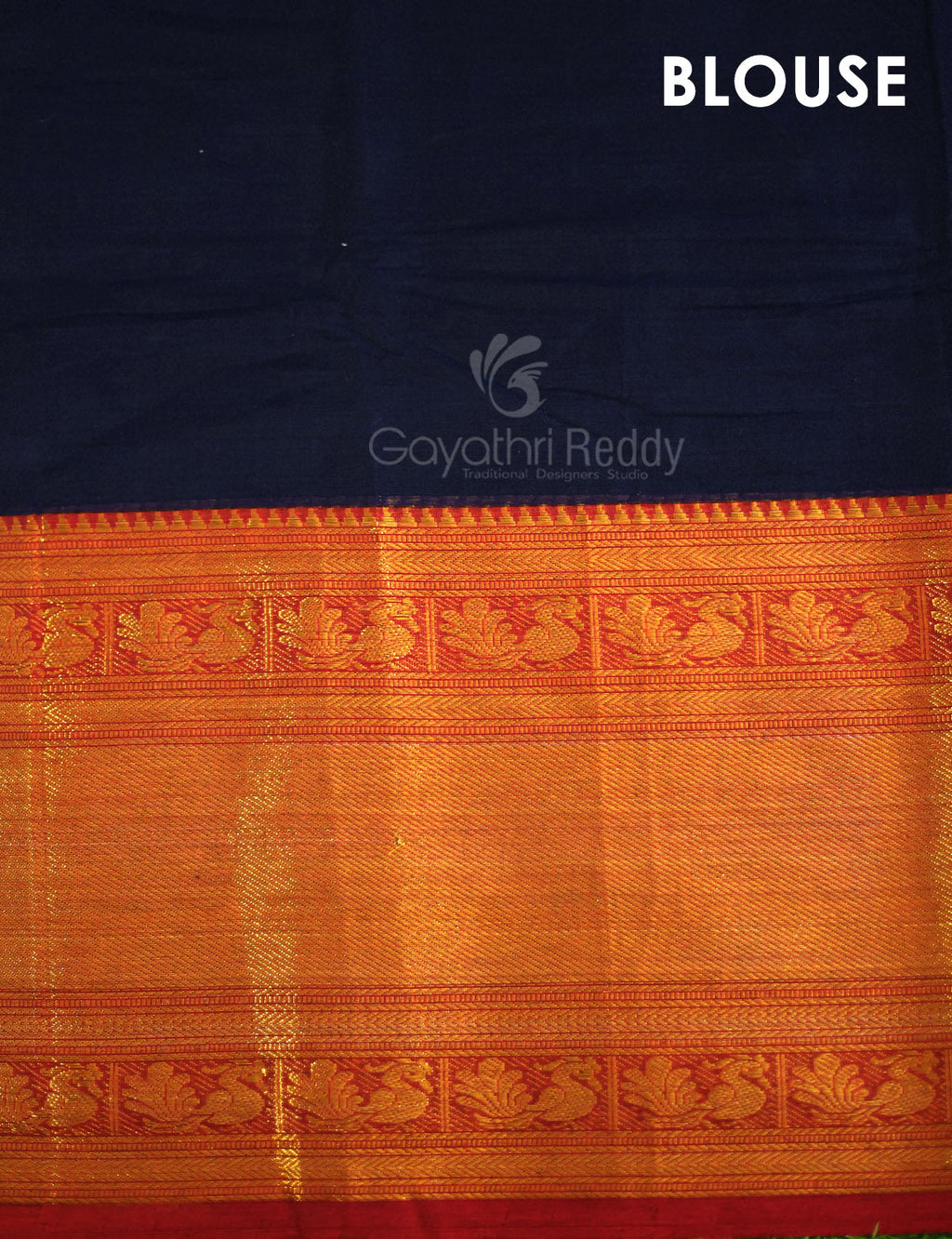 Kalanetha Navy Blue With Zari Kanchi Style Pure Narayanpet Cotton Saree By Gayathri Reddy Designer Studio | Grocsy
