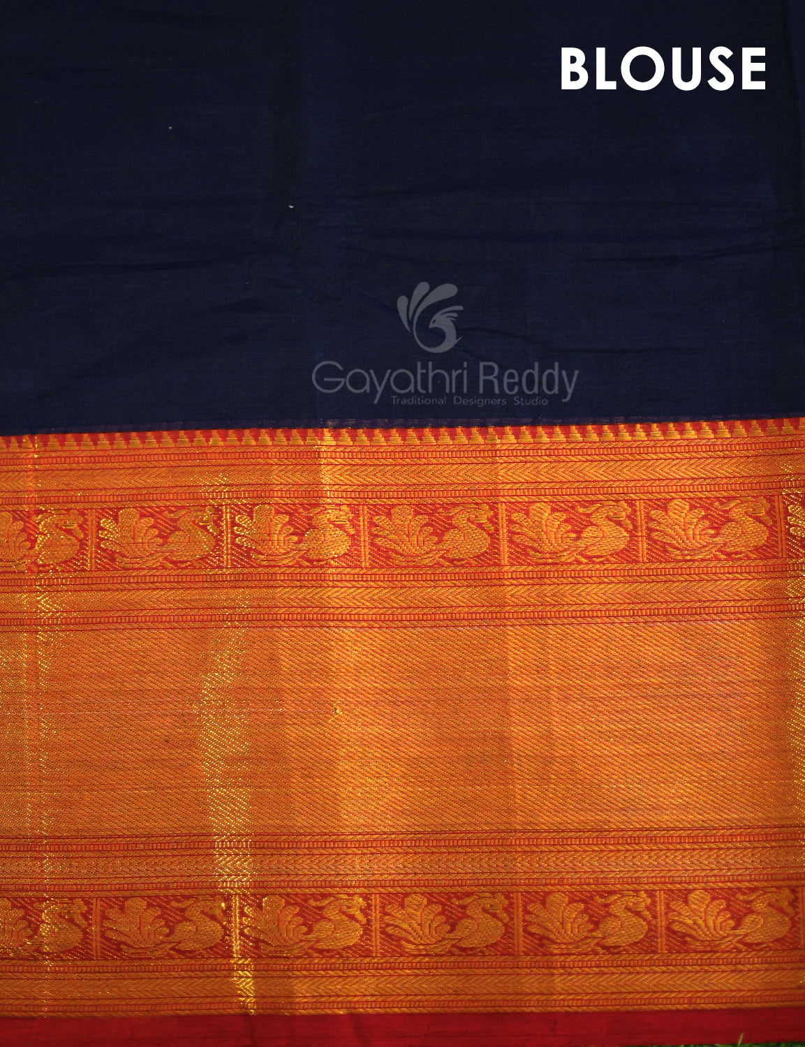 Kalanetha Navy Blue With Zari Kanchi Style Pure Narayanpet Cotton Saree By Gayathri Reddy Designer Studio | Grocsy