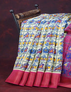 Shades of Cream Colour And Pink Blouse Patola Design Semi Chanderi Saree By Gayathri Reddy Designer Studio | Grocsy