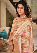 Anaita Cream Designer Digital Printed Soft Silk Saree With Blouse | Grocsy