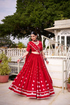 Lorenvalley Fashion Red Pure Chanderi Bandhej Print With Lace Touch Up Lehenga Choli with Dupatta | Grocsy