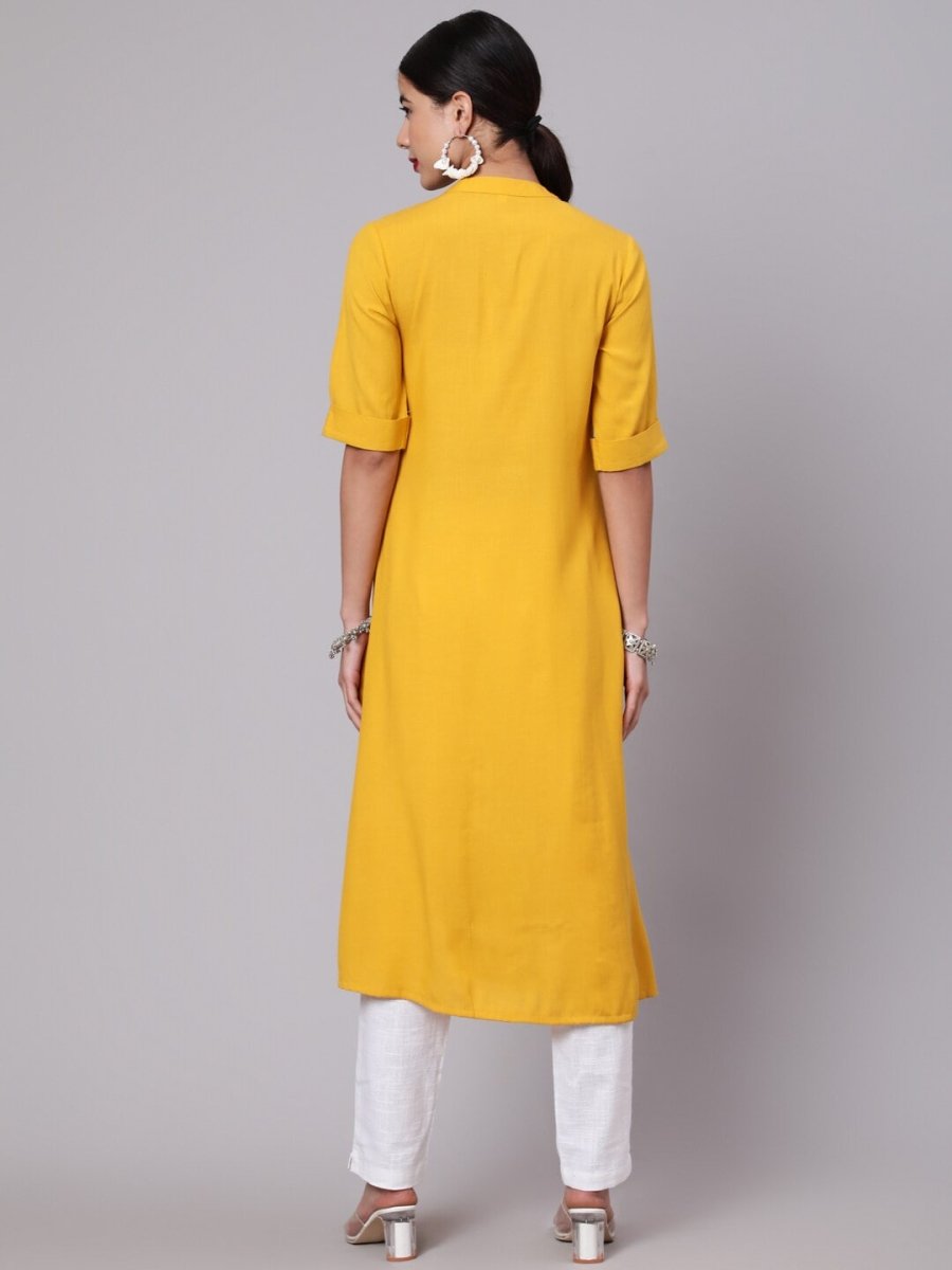 Aks Ethnic Motifs Embroidered Thread Work A-Line Kurta | Grocsy