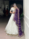 Lorenvalley Fashion White Pure Rayon Lace Touch Up Lehenga Choli with Dupatta | Grocsy