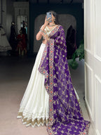 Lorenvalley Fashion White Pure Rayon Lace Touch Up Lehenga Choli with Dupatta | Grocsy