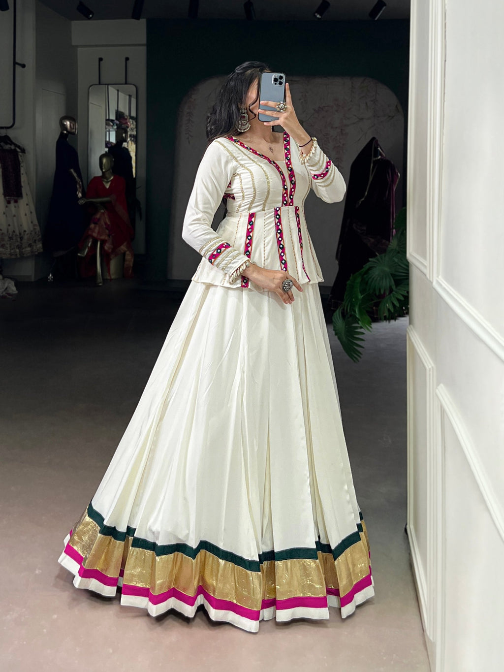 Lorenvalley Fashion White Pure Rayon Embossed Design Lace Touch up Lehenga Choli | Grocsy