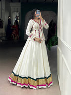 Lorenvalley Fashion White Pure Rayon Embossed Design Lace Touch up Lehenga Choli | Grocsy
