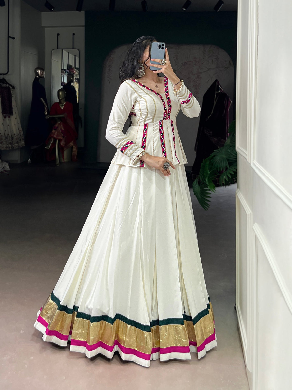 Lorenvalley Fashion White Pure Rayon Embossed Design Lace Touch up Lehenga Choli | Grocsy