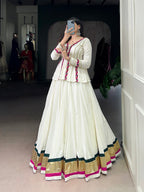 Lorenvalley Fashion White Pure Rayon Embossed Design Lace Touch up Lehenga Choli | Grocsy
