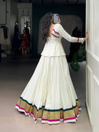 Lorenvalley Fashion White Pure Rayon Embossed Design Lace Touch up Lehenga Choli | Grocsy