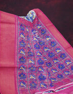 Shades of Cream Colour And Pink Blouse Patola Design Semi Chanderi Saree By Gayathri Reddy Designer Studio | Grocsy