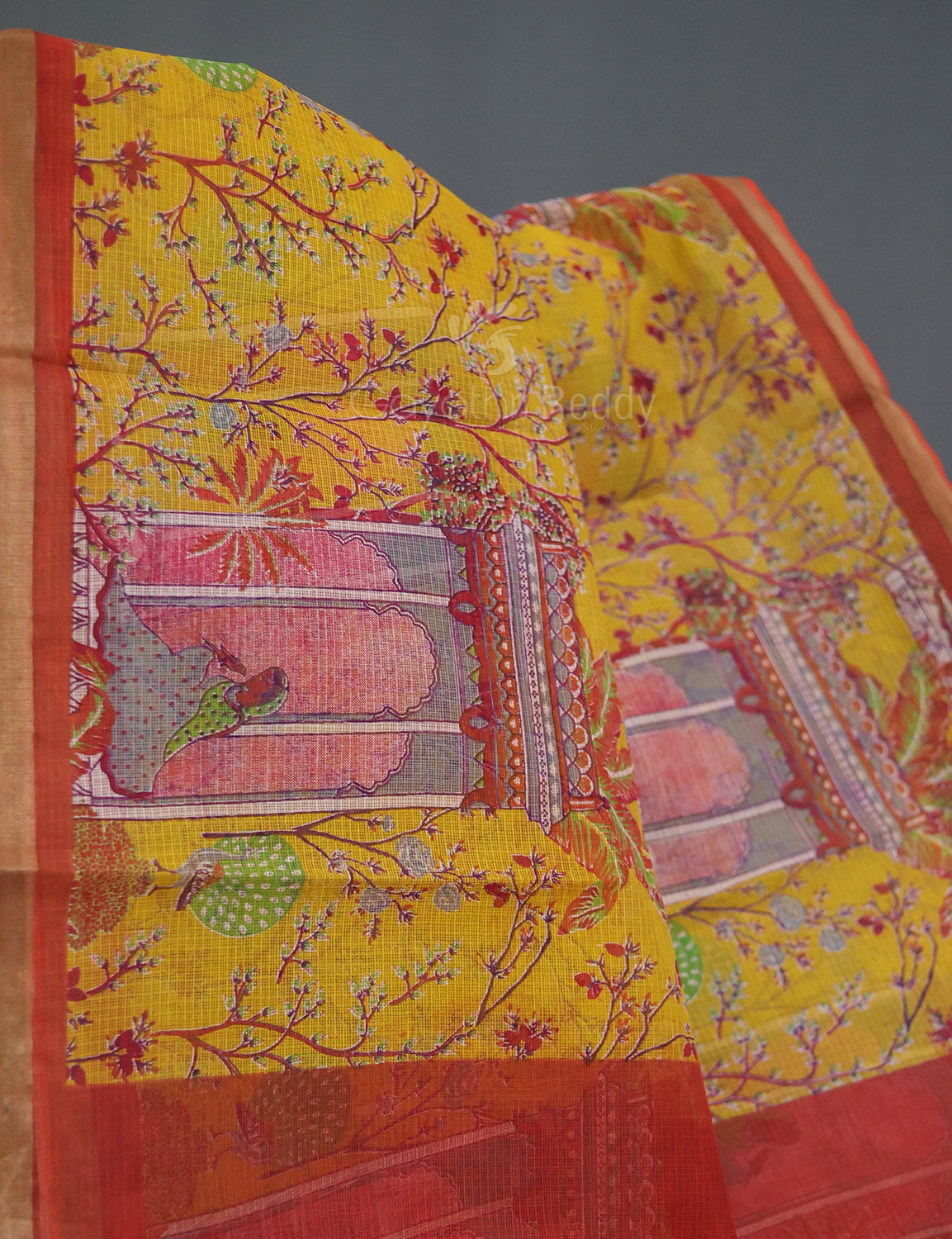 Light Yellow Colour With Orange Blouse Cotton Brasso Saree By Gayathri Reddy Designer Studio | Grocsy