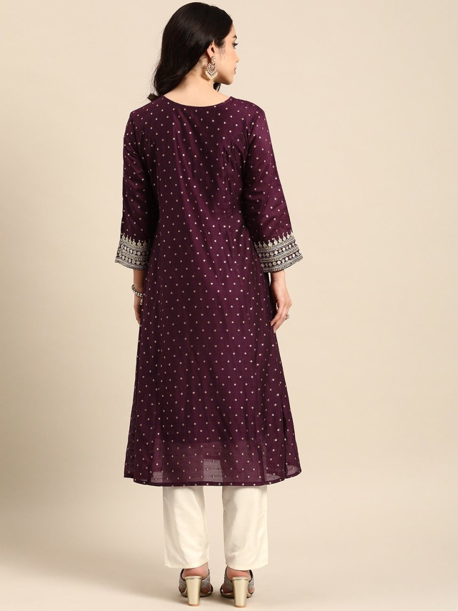 All About You Ethnic Motifs Embroidered Empire Sequinned Kurta with Trousers | Grocsy