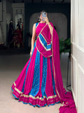Lorenvalley Fashion Pink Tasar Silk Bandhej Print With Lace Touch Up Lehenga Choli with Dupatta | Grocsy