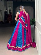 Lorenvalley Fashion Pink Tasar Silk Bandhej Print With Lace Touch Up Lehenga Choli with Dupatta | Grocsy