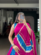 Lorenvalley Fashion Pink Tasar Silk Bandhej Print With Lace Touch Up Lehenga Choli with Dupatta | Grocsy