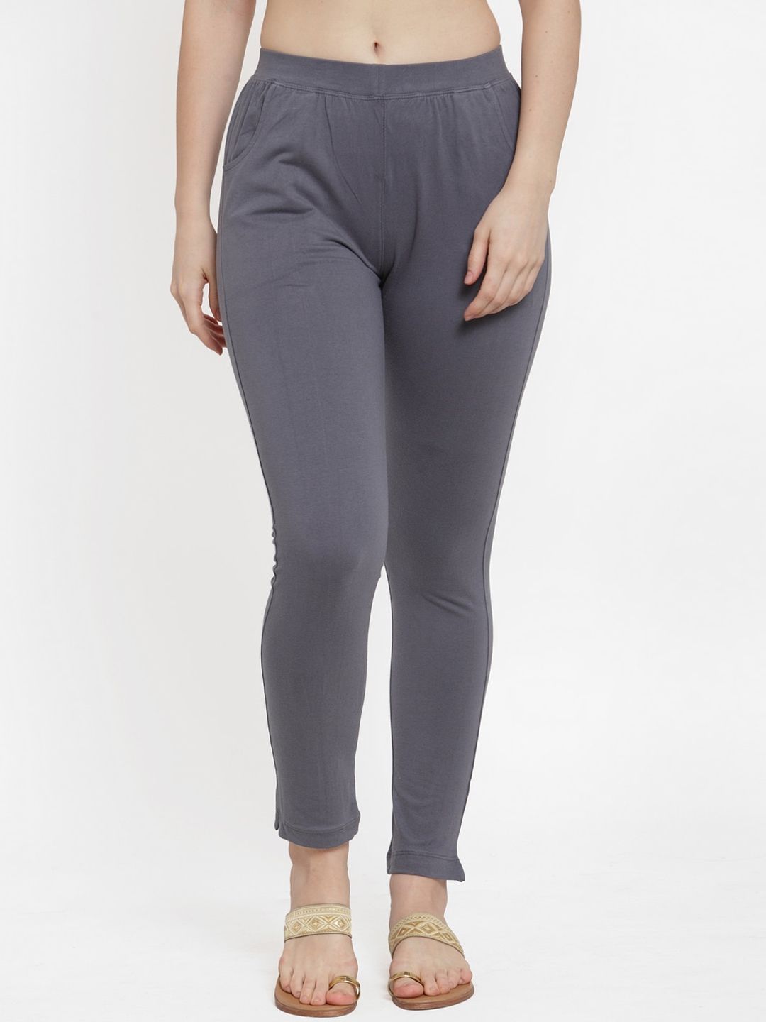 TAG 7 Women Pack Of 2 Solid Straight-Fit Ankle-Length Leggings | Grocsy