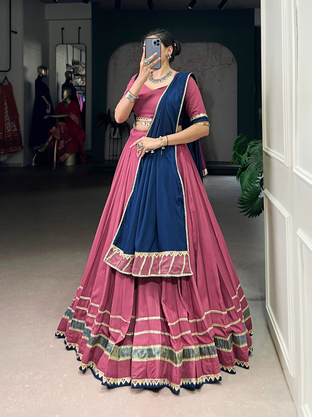 Lorenvalley Fashion Peach Pure Rayon Lace Touch Up Lehenga Choli with Dupatta | Grocsy