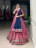 Lorenvalley Fashion Peach Pure Rayon Lace Touch Up Lehenga Choli with Dupatta | Grocsy