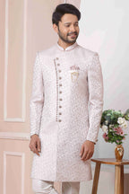 Raivat Ethnic Jacquard Silk Thread Work Indo Western In Onion Pink Colour | Grocsy