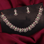 Tehzeeb Creations See Green Colour Ad Studded Necklace Jewellery Set With Matching Earrings For Women And Girls | Grocsy