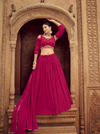 Anaita Magenta Georgette Lehenga Choli With Hand Work | Grocsy
