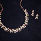Tehzeeb Creations See Green Colour Ad Studded Necklace Jewellery Set With Matching Earrings For Women And Girls | Grocsy