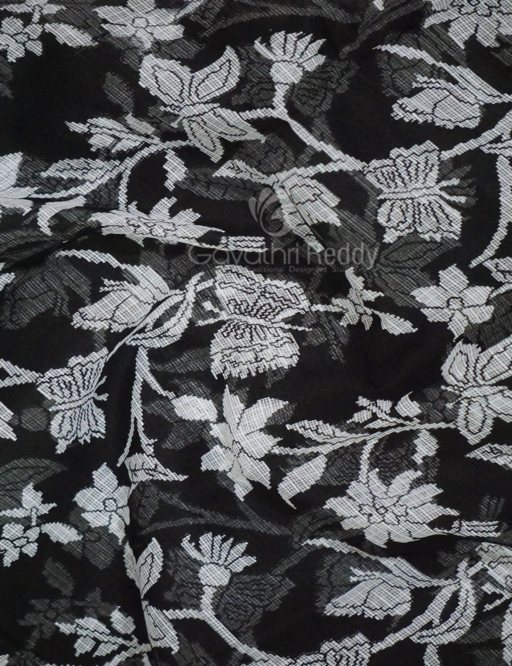 Black And White Colour Block Print Pure Kota Cotton Saree By Gayathri Reddy Designer Studio | Grocsy