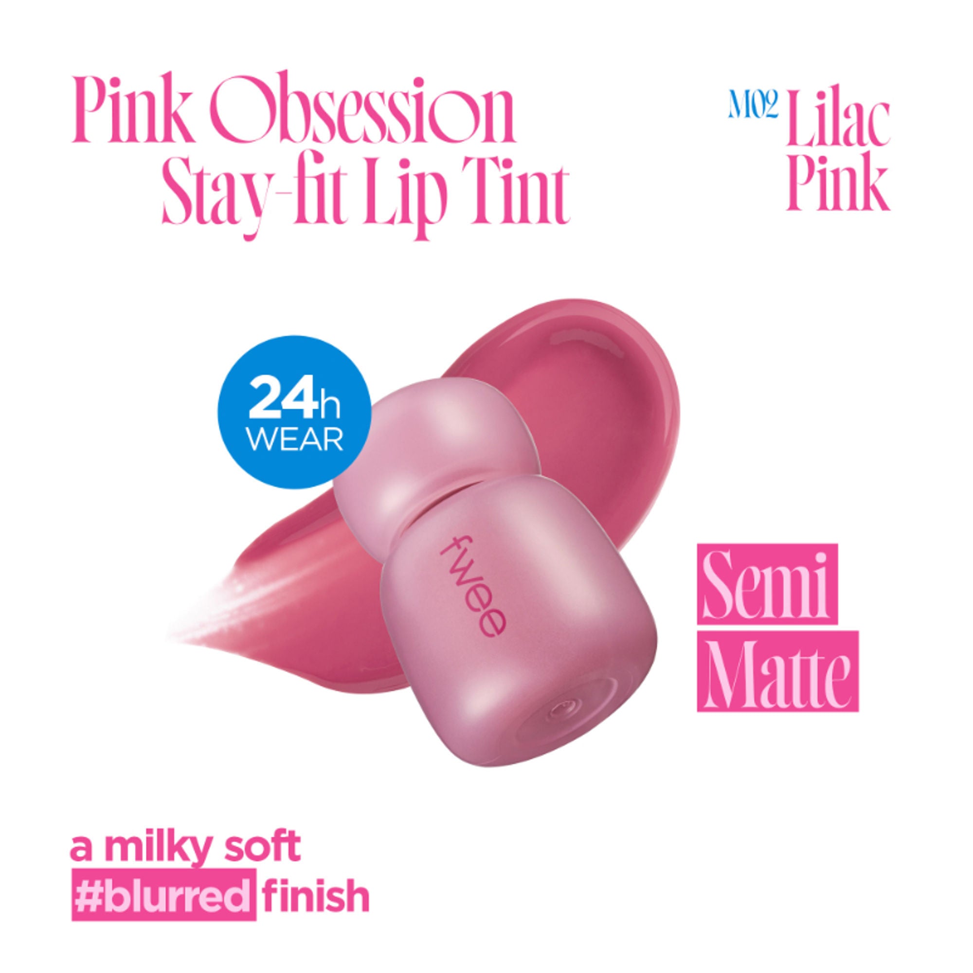 fwee Pink Obsession Stay-Fit Lip Tint - M02 Lilac Pink | Grocsy