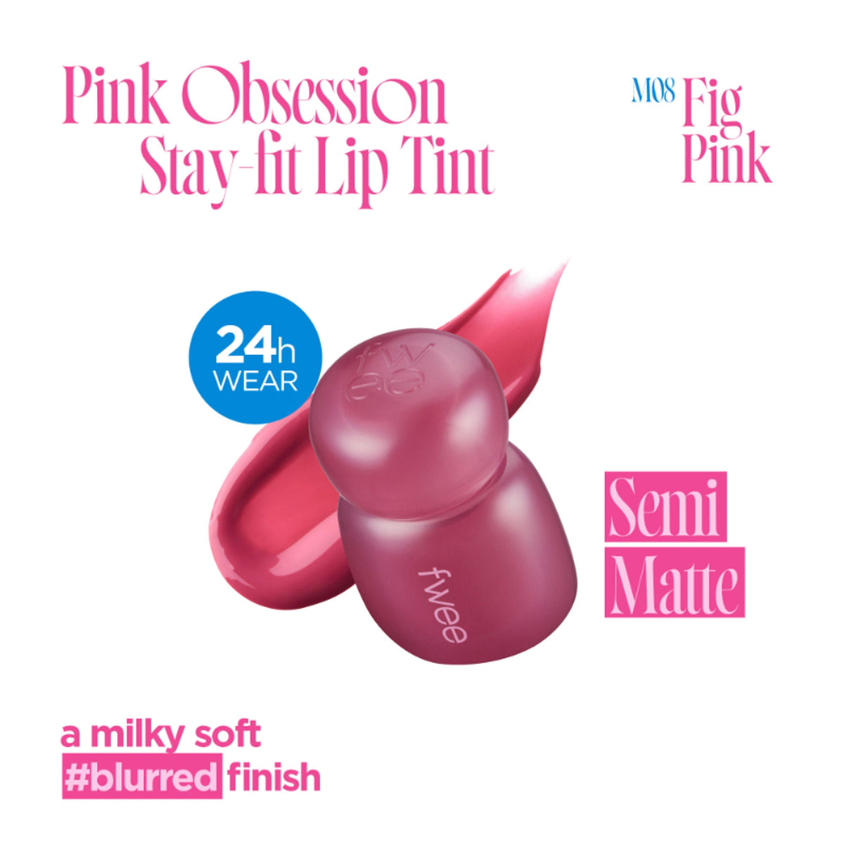 fwee Pink Obsession Stay-Fit Lip Tint - M08 Fig Pink | Grocsy