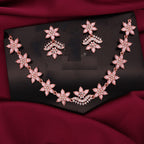 Tehzeeb Creations Baby Pink Colour Star Design Stone Studded Necklace With Earrings | Grocsy