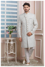 Raivat Ethnic Jacquard Silk Thread Work Indo Western In Grey Colour | Grocsy