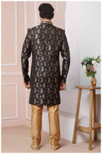 Raivat Ethnic Jacquard Silk Thread Work Indo Western In Black Colour | Grocsy