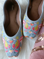 Desi Colour Women Indian Ethnic Footwear-Cushioned -Grey | Grocsy