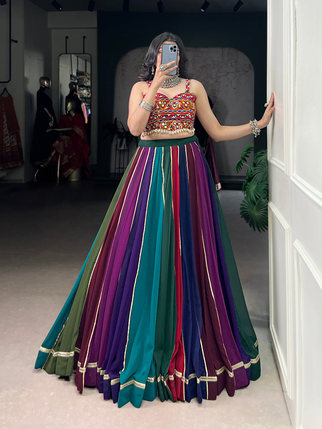 Lorenvalley Fashion Multicolor Georgette Lace Touch Up Lehenga Choli | Grocsy