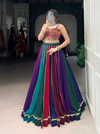 Lorenvalley Fashion Multicolor Georgette Lehenga With Gota Patti Border Detailing Lehenga Choli | Grocsy