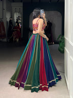 Lorenvalley Fashion Multicolor Georgette Lace Touch Up Lehenga Choli | Grocsy