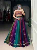 Lorenvalley Fashion Multicolor Georgette Lehenga With Gota Patti Border Detailing Lehenga Choli | Grocsy