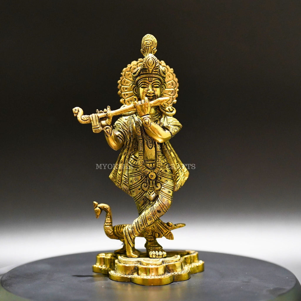 Divine Grace: Krishna Standing Brass Idol - Bringing the Spiritual Presence of Krishna | Grocsy
