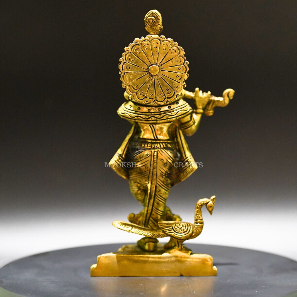 Divine Grace: Krishna Standing Brass Idol - Bringing the Spiritual Presence of Krishna | Grocsy