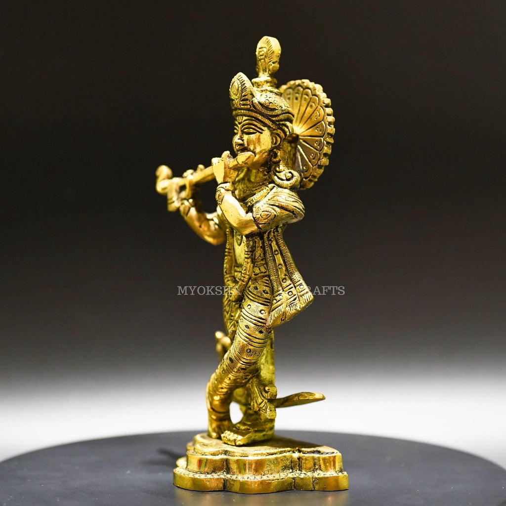 Divine Grace: Krishna Standing Brass Idol - Bringing the Spiritual Presence of Krishna | Grocsy